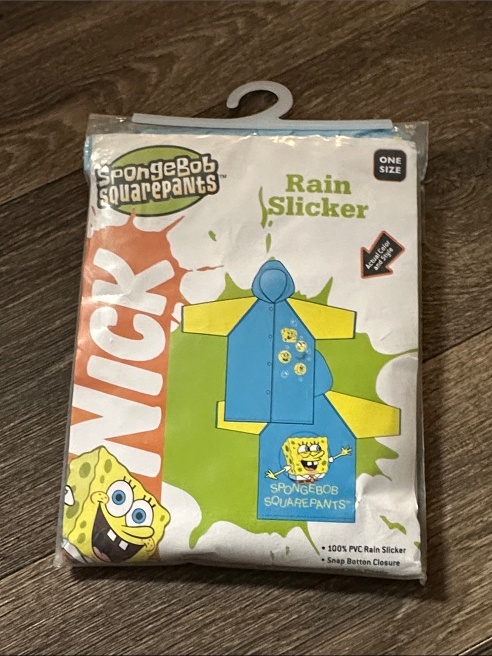 SpongeBob SquarePants New 2006 y2k Hooded Rain Slicker in Bright Blue & Yellow
